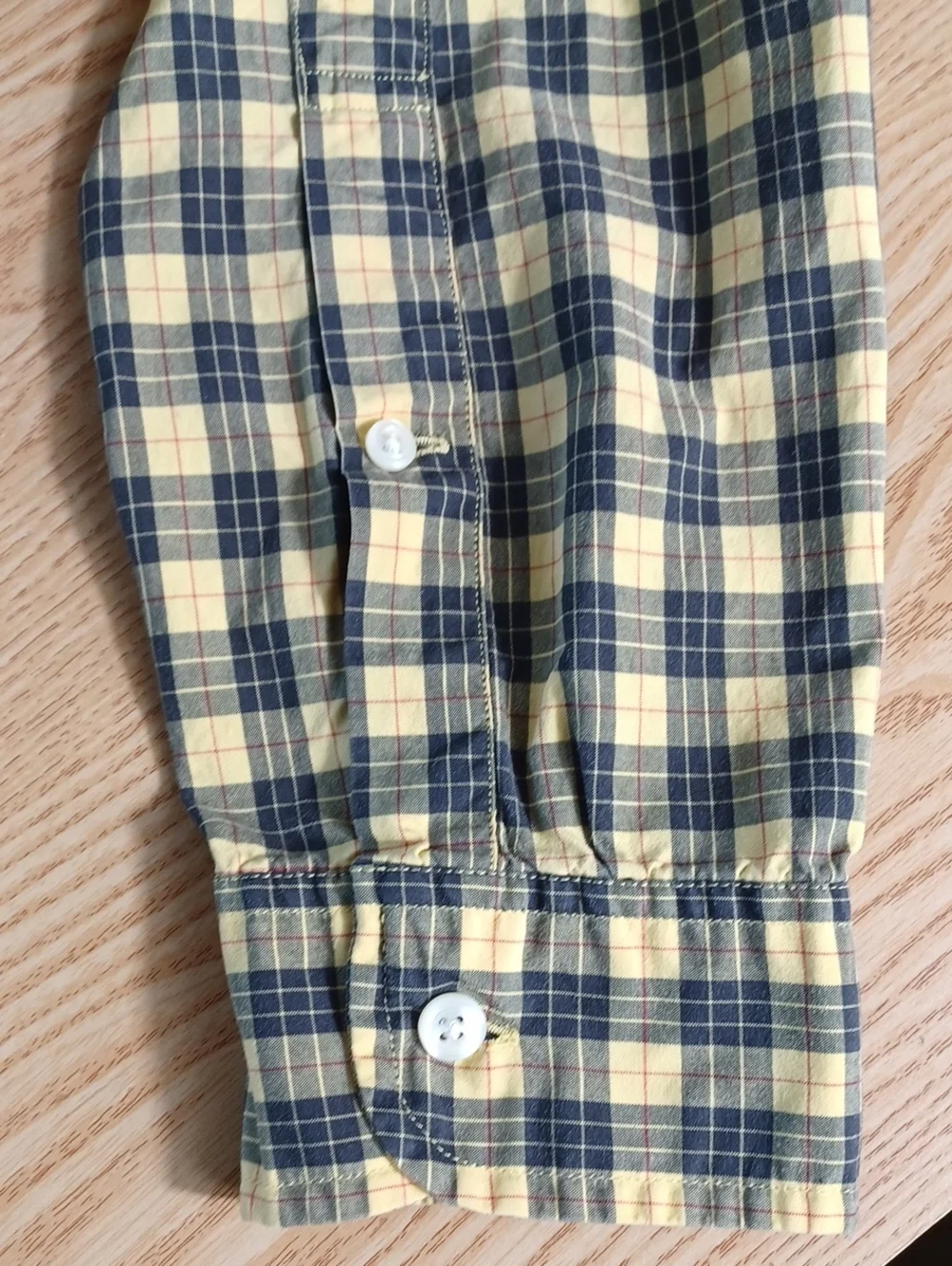 J. Crew Yellow and Black Plaid Long Sleeve Button-Down Cotton Shirt, Mens Small